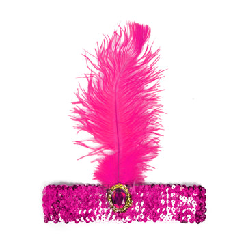 Hot Pink Sequin Flapper Headpiece (Wide Band)