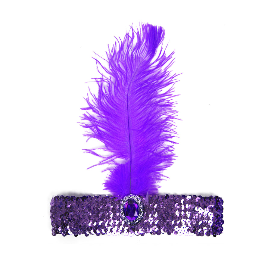 Purple Sequin Flapper Headpiece (Wide Band)