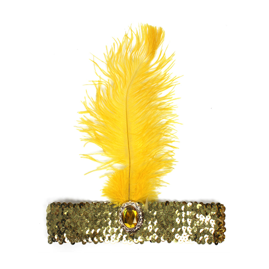 Gold Sequin Flapper Headpiece (Wide Band)