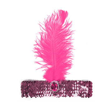 Pink Sequin Flapper Headpiece (Wide Band)