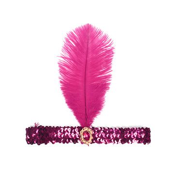 Hot Pink Sequin Flapper Headpiece