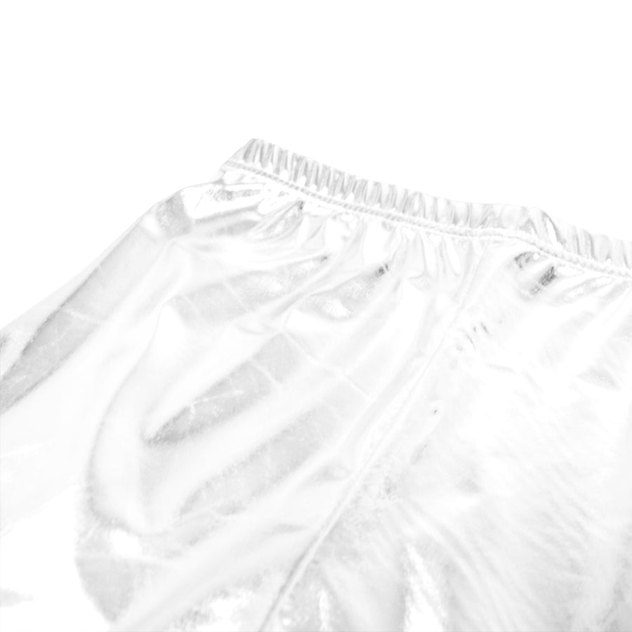 White Metallic Shorts