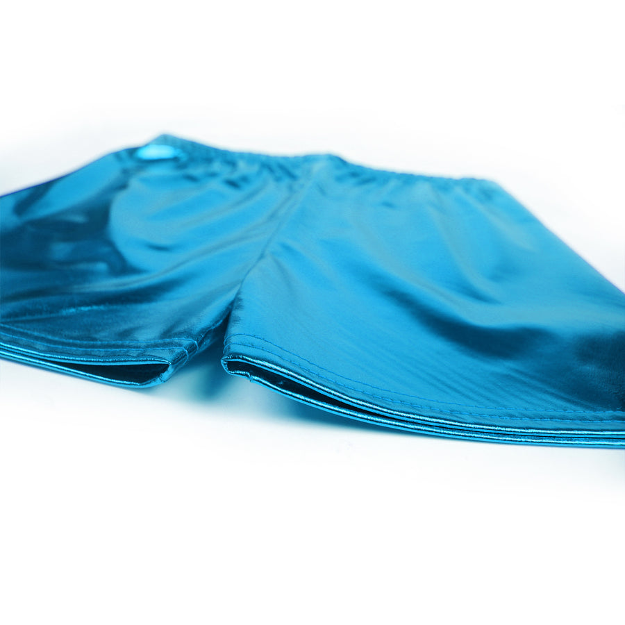 Light blue metallic shorts sale