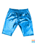 Light Blue Metallic Long Shorts