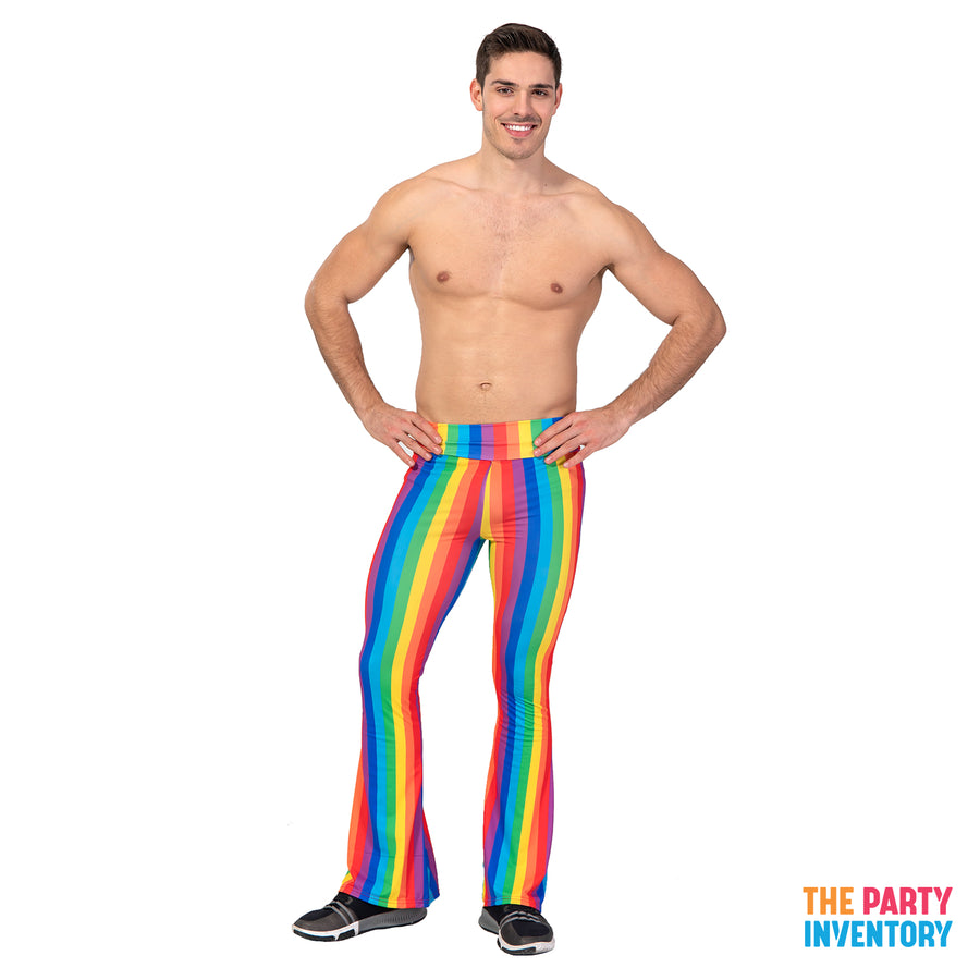 Adult Rainbow Stripe Flare Pants