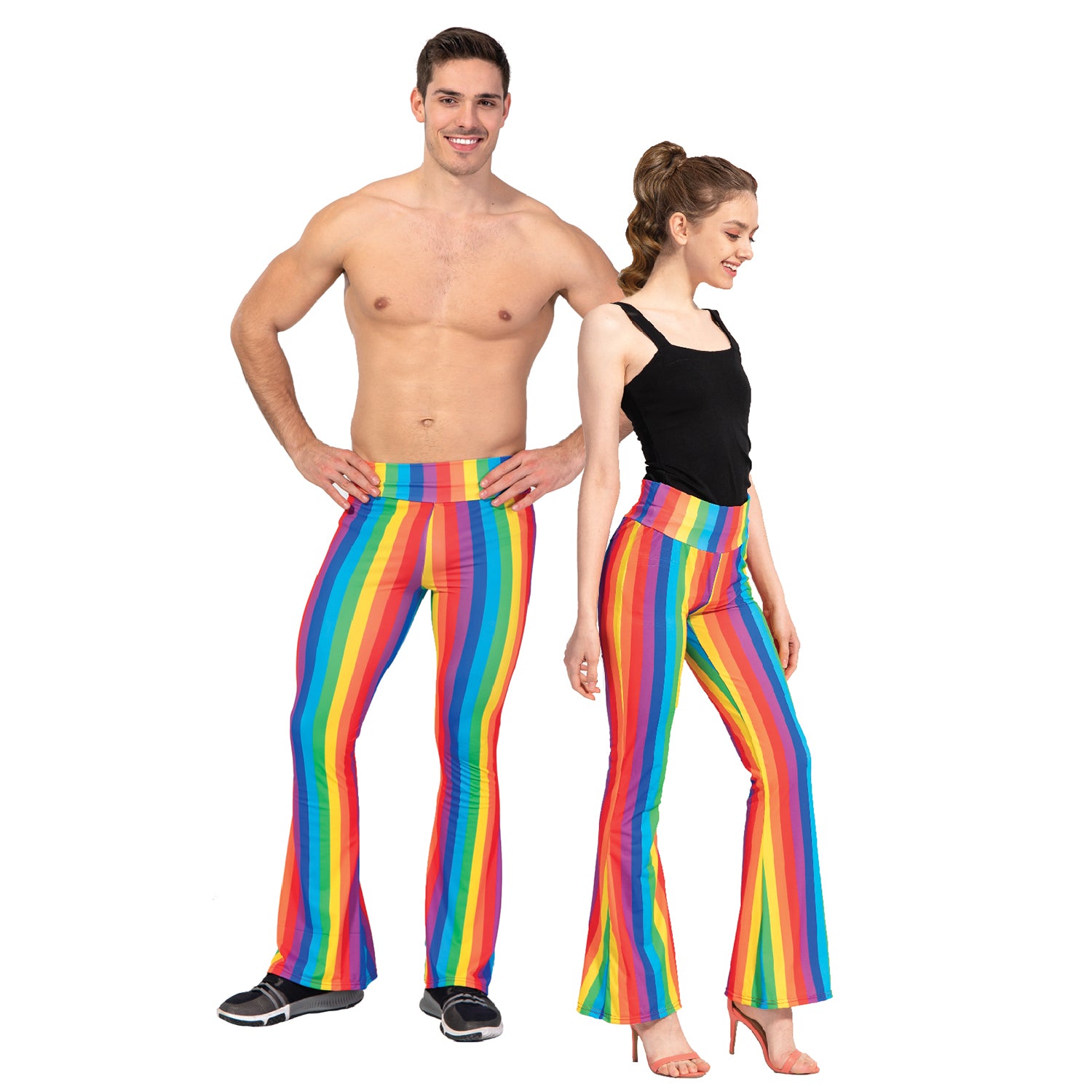 Adult Rainbow Stripe Flare Pants