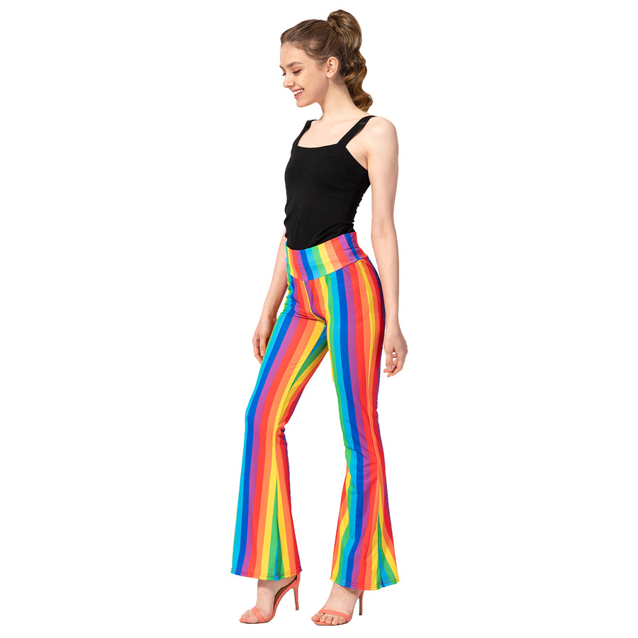 Adult Rainbow Stripe Flare Pants