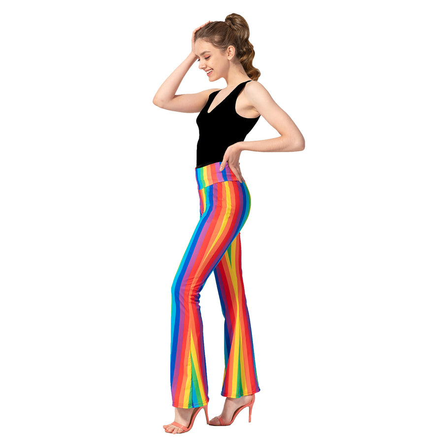 Adult Rainbow Stripe Flare Pants