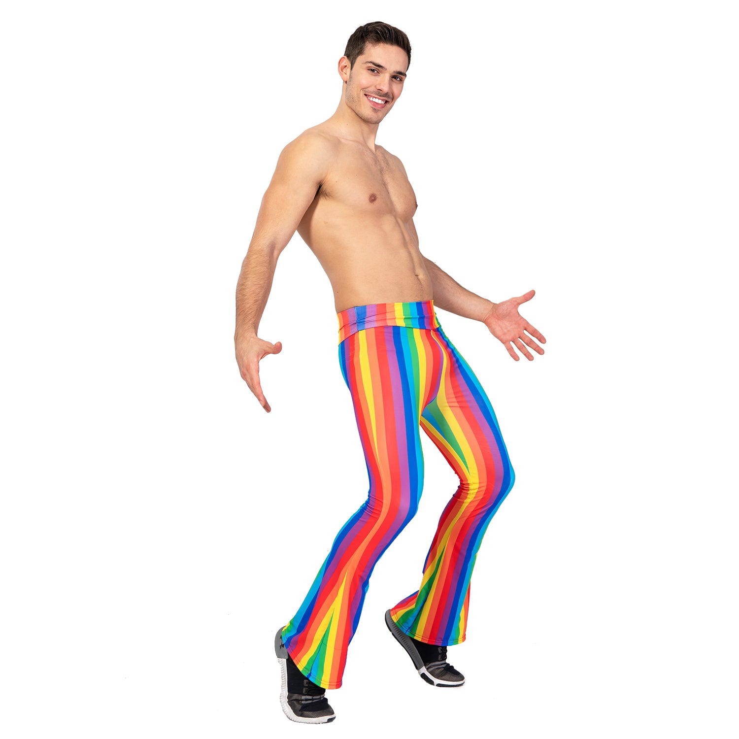 Adult Rainbow Stripe Flare Pants