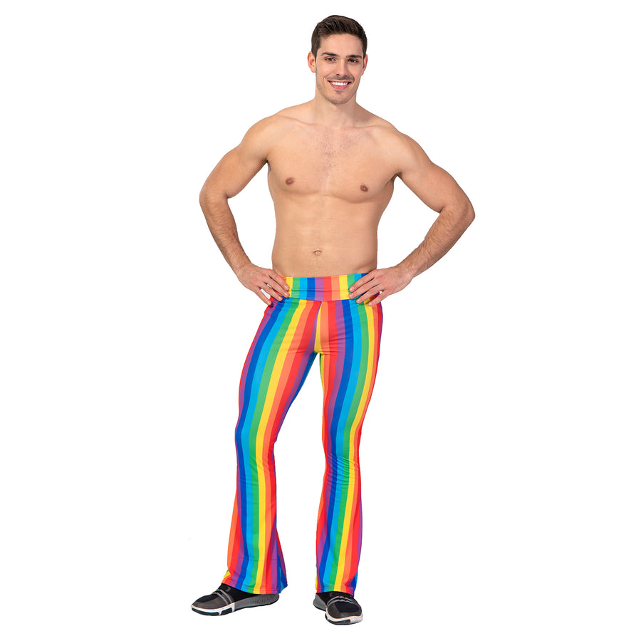 Adult Rainbow Stripe Flare Pants