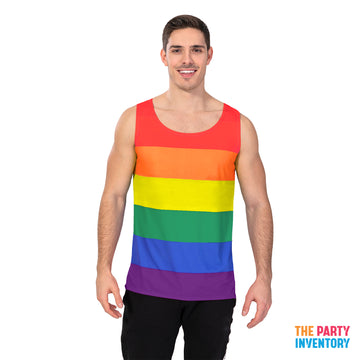 Adult Mens Rainbow Stripe Tank Top