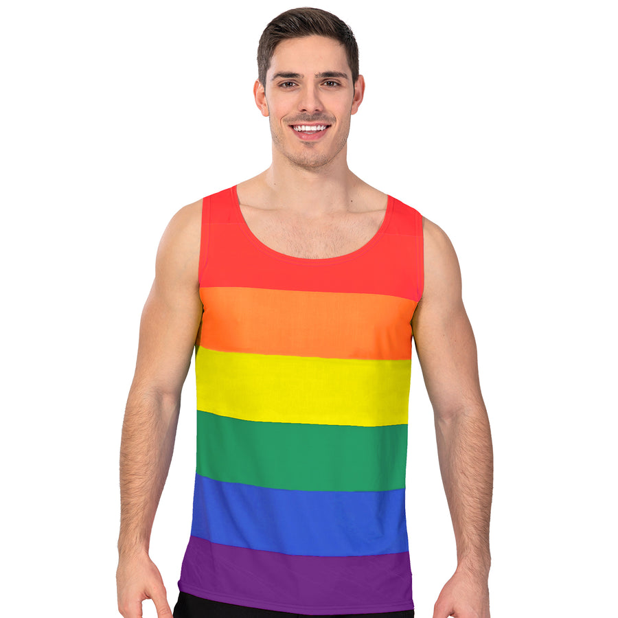 Adult Mens Rainbow Stripe Tank Top