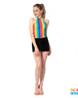 Adult Rainbow Stripe Halter Neck Top