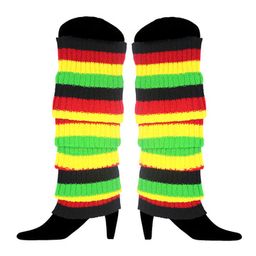 Dark Rainbow Chunky Knit Leg Warmer