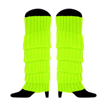 Fluro Yellow Green Chunky Knit Leg Warmer
