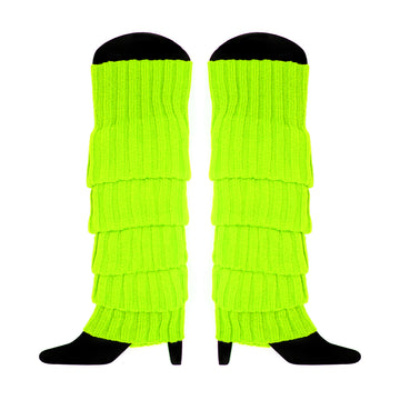 Fluro Yellow Green Chunky Knit Leg Warmer