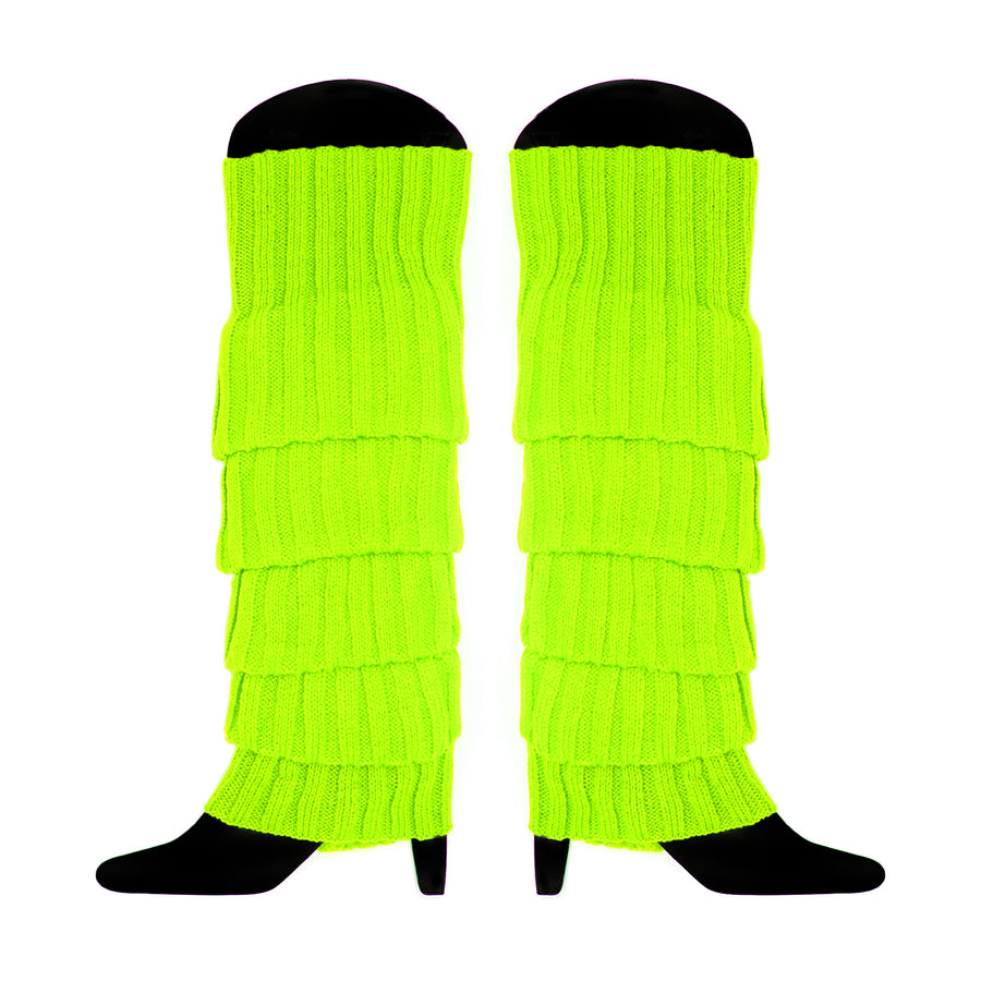 Fluro Yellow Green Chunky Knit Leg Warmer