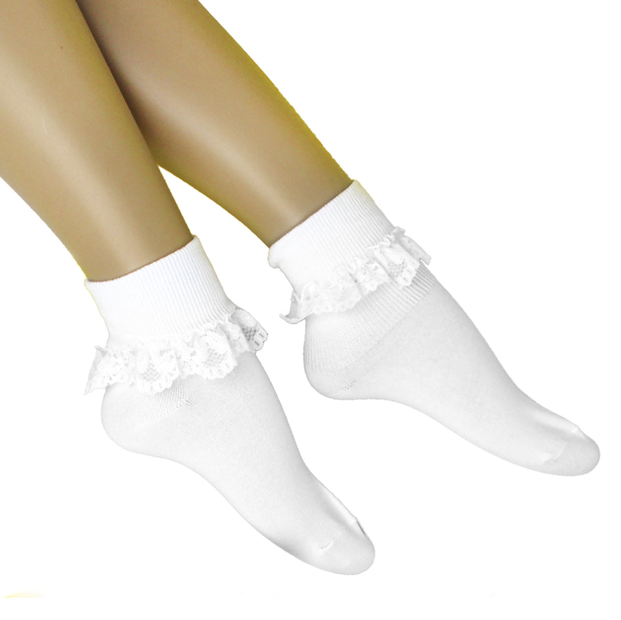 White Socks with Lace Trim