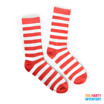 Long Stripe Socks (Red & White)