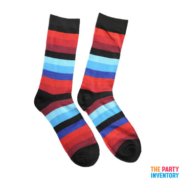 Long Stripe Socks (Red Blue & Black Stripe)