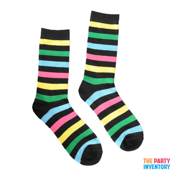 Long Stripe Socks (Rainbow & Black Stripe)