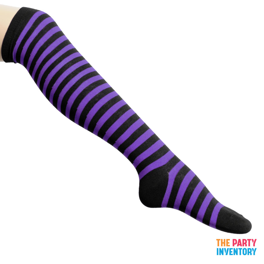 Long Over the Knee Socks (Black & Purple)