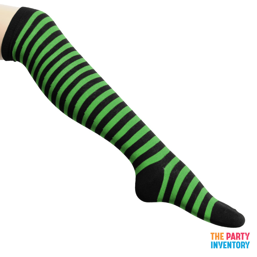 Long Over the Knee Socks (Black & Green)