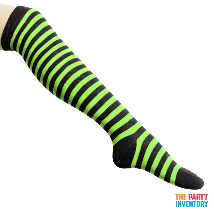 Long Over the Knee Socks (Black & Light Green)