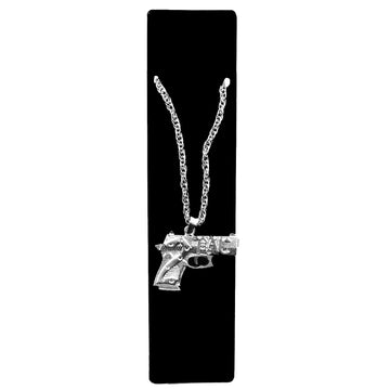 Big Silver 2 PAC Gun Necklace