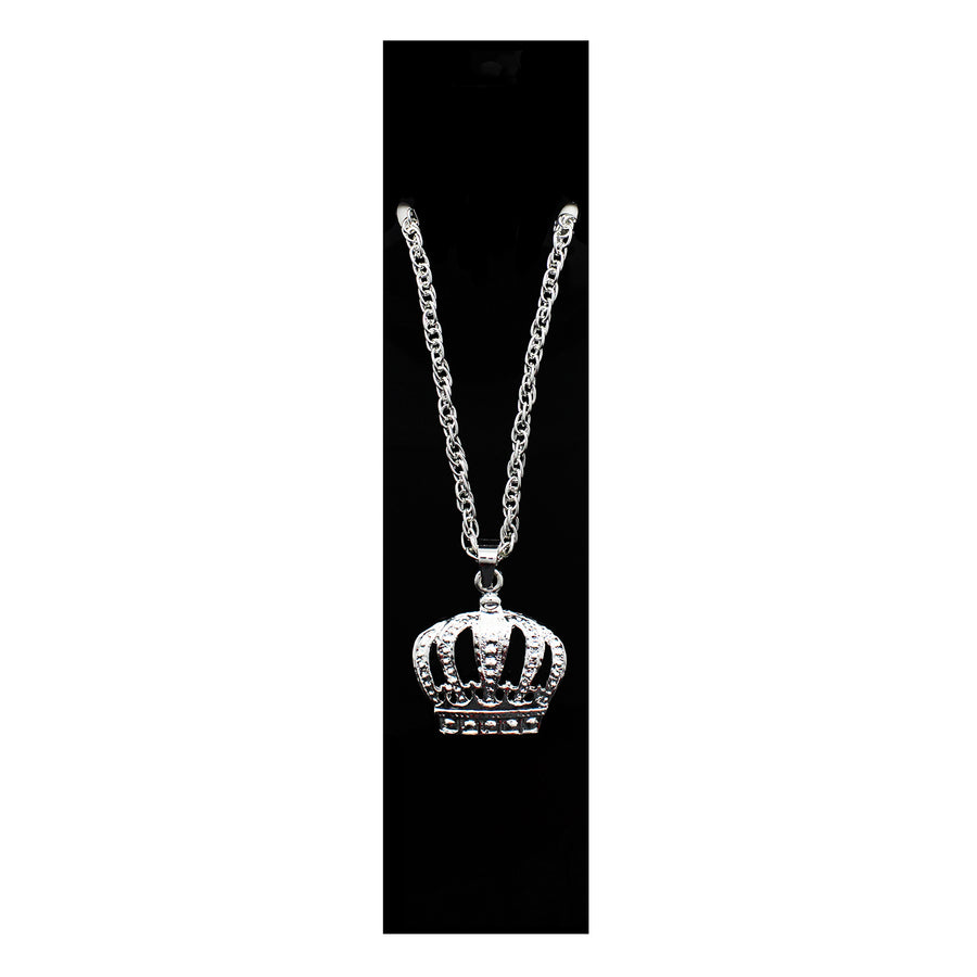 Big Silver Crown Necklace