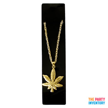 Big Gold Hemp Leaf Necklace