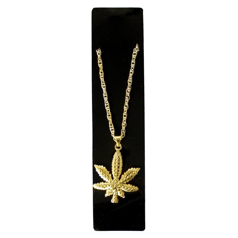 Big Gold Hemp Leaf Necklace