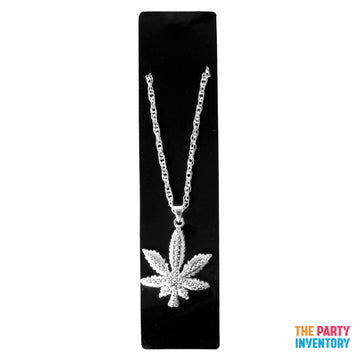 Big Silver Hemp Leaf Necklace