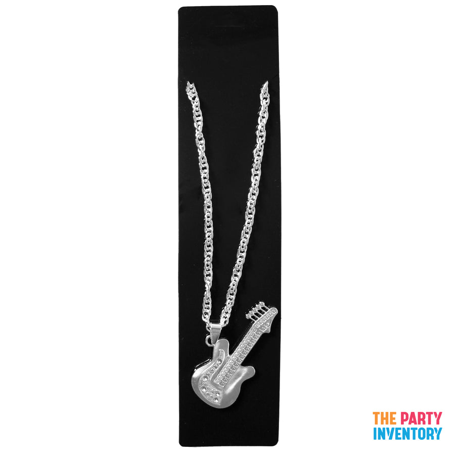 Big Silver Guitar Necklace