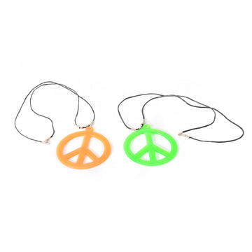 1960s Fluro Hippie Peace Sign Necklace