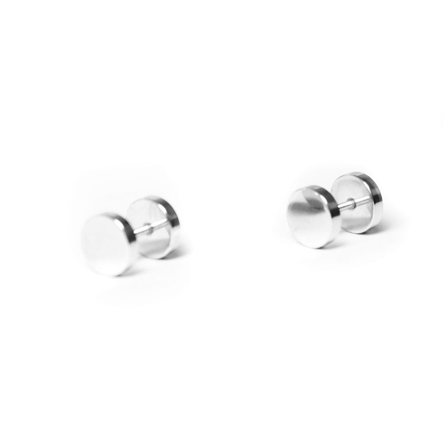 Silver Faux Stretcher Earrings (8mm)