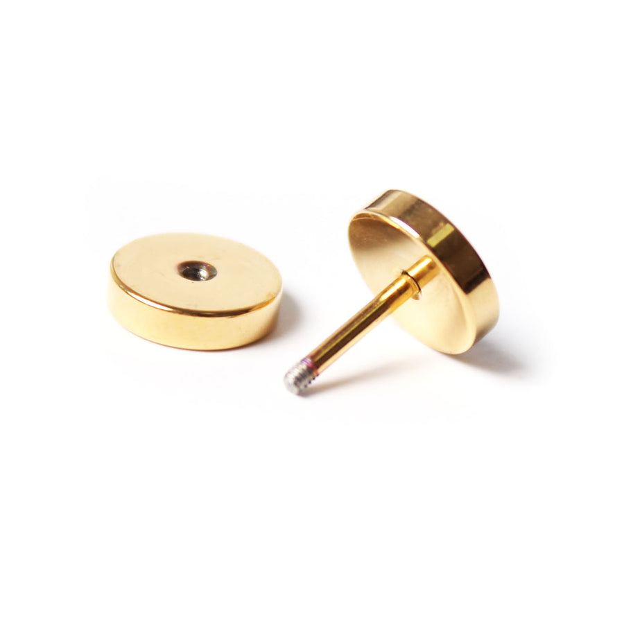 Gold Faux Stretcher Earrings (8mm)