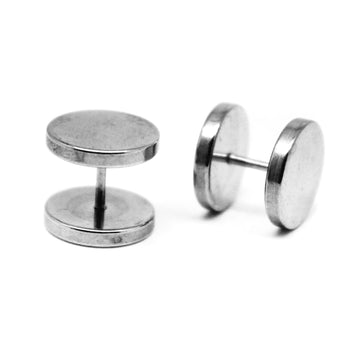 Silver Faux Stretcher Earrings (12mm)