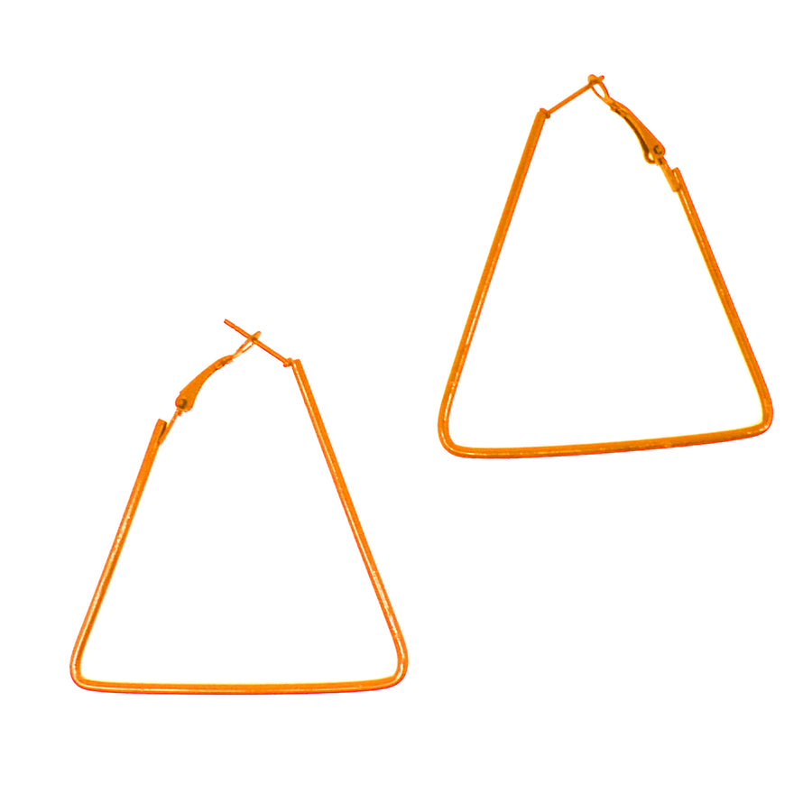 Orange 80s Neon Triangle Earrings