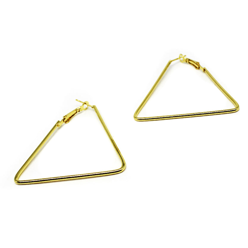 1990s Gold Triangle Earrings