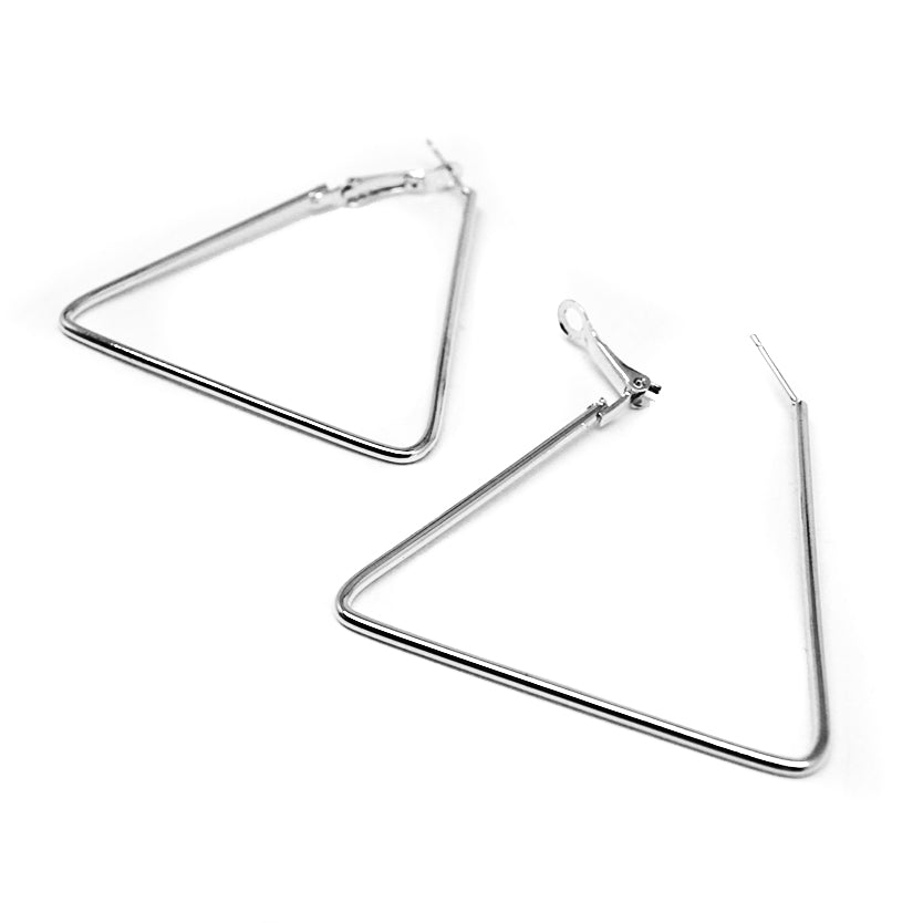 1990s Silver Triangle Earrings