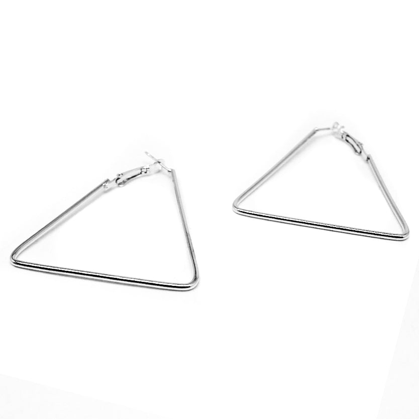 1990s Silver Triangle Earrings