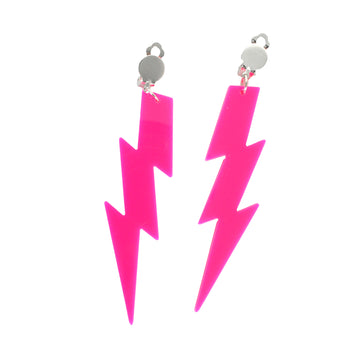 80s Neon Pink Lightning Earrings