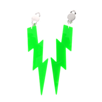 80s Neon Green Lightning Earrings