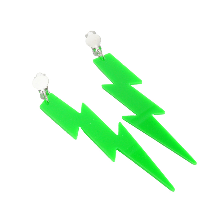 80s Neon Green Lightning Earrings