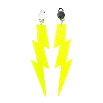 80s Neon Yellow Lightning Earrings