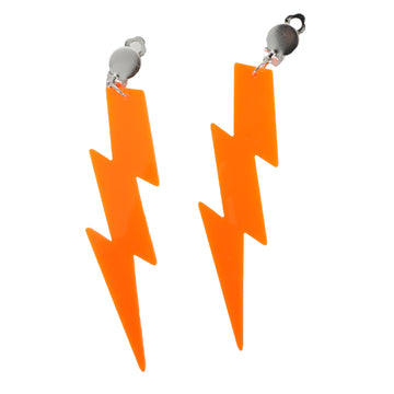 80s Neon Orange Lightning Earrings