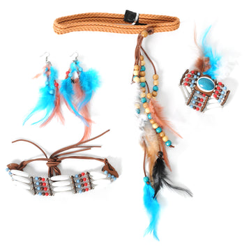 Deluxe Native American Costume Accessory Set (Blue Feather)