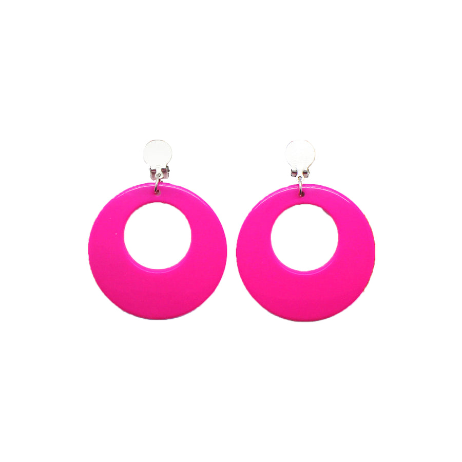 Pink 80s Neon Clip-On Earrings