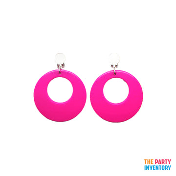 Pink 80s Neon Clip-On Earrings